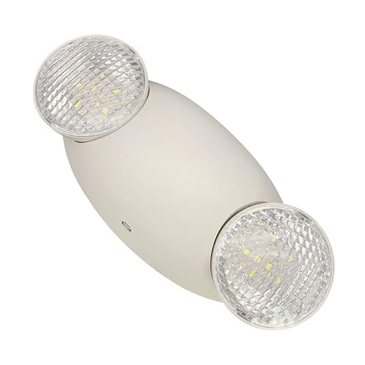Luz de emergencia LED, certificación UL, paquete de 6, cabezal de dos LED ajustable con protección contra insectos, batería de respaldo