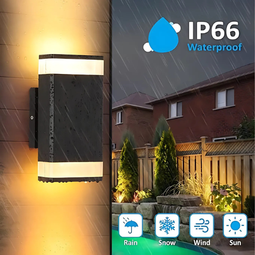 2-Pack LED Up and Down Outdoor Wall Sconce – 10W Modern Square Aluminum Light, 2700K Warm White for Porch, Patio, Garage