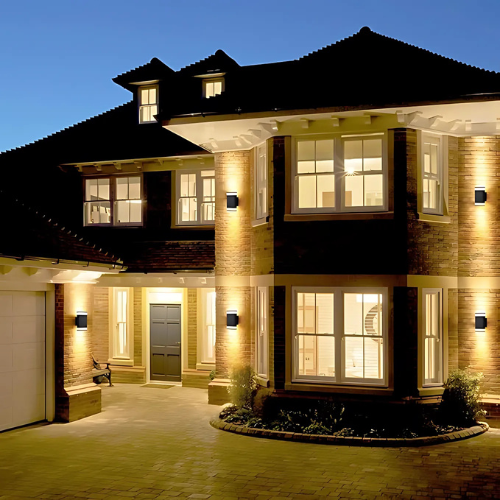 2-Pack LED Up and Down Outdoor Wall Sconce – 10W Modern Square Aluminum Light, 2700K Warm White for Porch, Patio, Garage