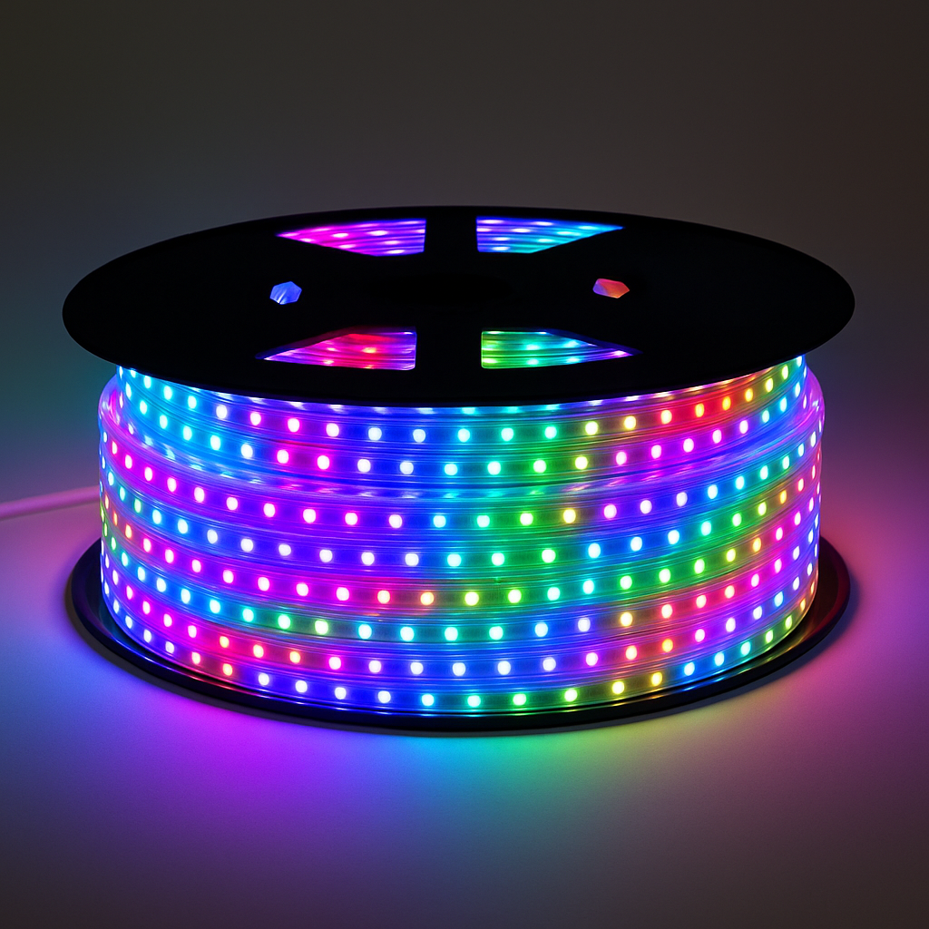 Tiras de luces LED de 120V - RGB (Rojo, Azul, Rosa, Verde, Ámbar)
