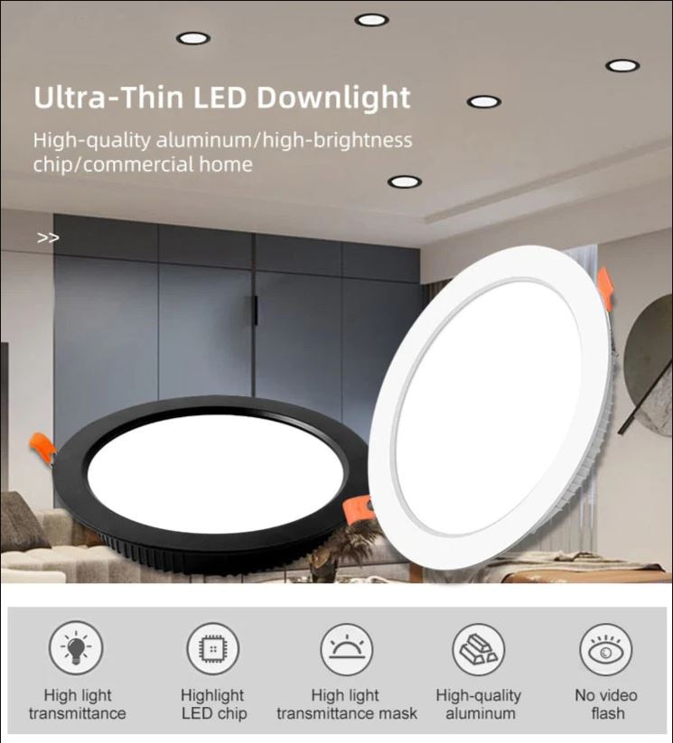 Downlight LED delgado de 18 W y 6''