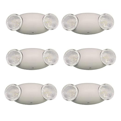 LED Emergency Light, UL Certified, 6-Pack, Adjustable Two LED Bug Eye Head, Battery Backup