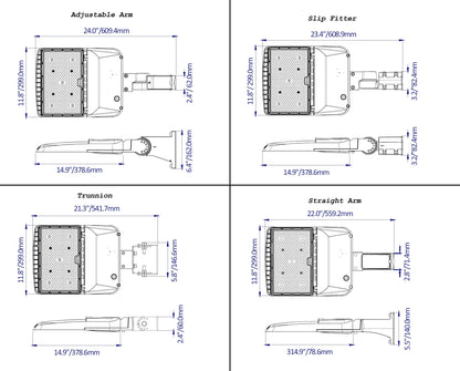 300 | 400 Watt Adjustable LED Shoebox | 26000 to 36720 Lumens | 3000K / 4000K / 5000K | 100-277V